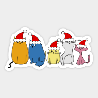 Five Cute Christmas Cats Sticker